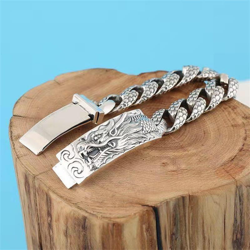 Buddha Stones Retro Dragon Scale Pattern Engraved Protection Bracelet - image 11