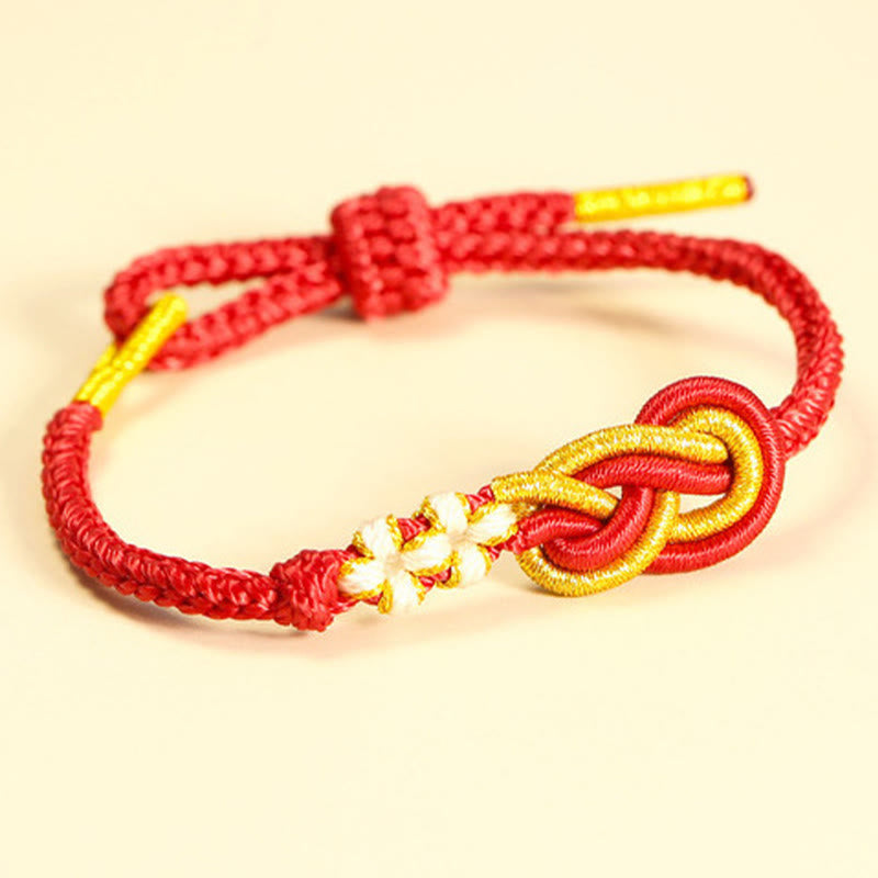 Buddha Stones Handcrafted Eight Thread Peace Knot Peach Blossom Knot Luck Connection Bracelet - image 4