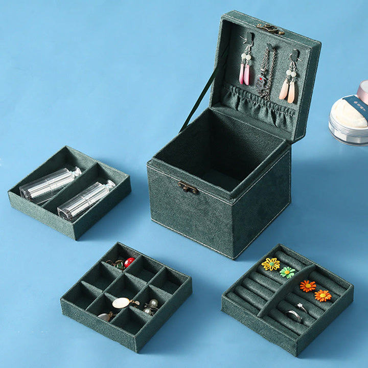 Buddha Stones Jewelry Box Organizer Three-Layer Jewelry Storage Box Flannel Gift Box - image 2