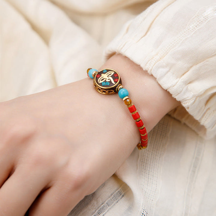 Buddha Stones Tibetan Turquoise Om Mani Padme Hum Protection Strength Bracelet - Thangka - image 8