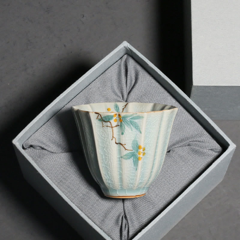 Buddha Stones Loquat Dogwood Hawthorn Morning Glory Ceramic Teacup Kung Fu Tea Cup - image 4