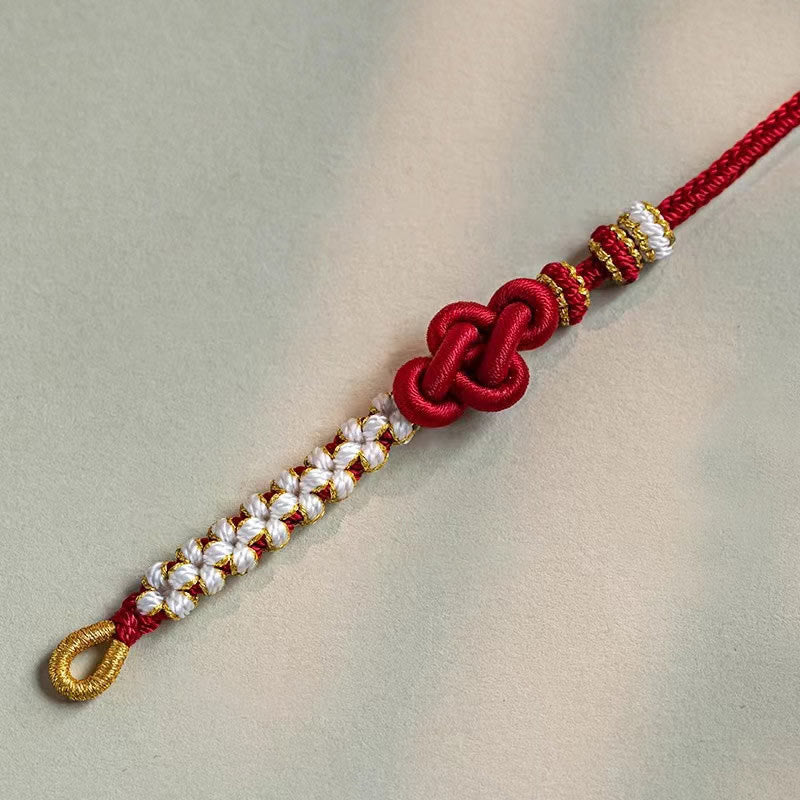 Buddha Stones Handmade True Love Knot Peach Blossom Charm Luck Rope Bracelet - image 10