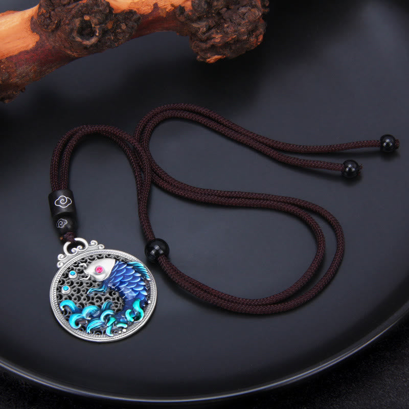Buddha Stones 999 Sterling Silver Luck Koi Fish Success Prosperity Necklace Pendant - image 3