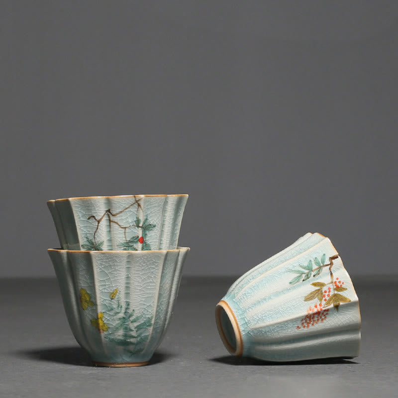 Buddha Stones Loquat Dogwood Hawthorn Morning Glory Ceramic Teacup Kung Fu Tea Cup - image 3