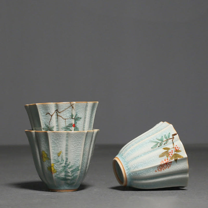 Buddha Stones Loquat Dogwood Hawthorn Morning Glory Ceramic Teacup Kung Fu Tea Cup - image 3