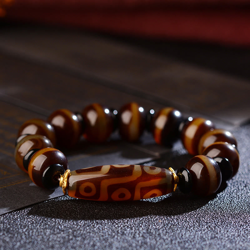 Buddha Stones Tibetan Natural Nine-Eye Dzi Bead Agate Wealth Blessings Bracelet - image 4