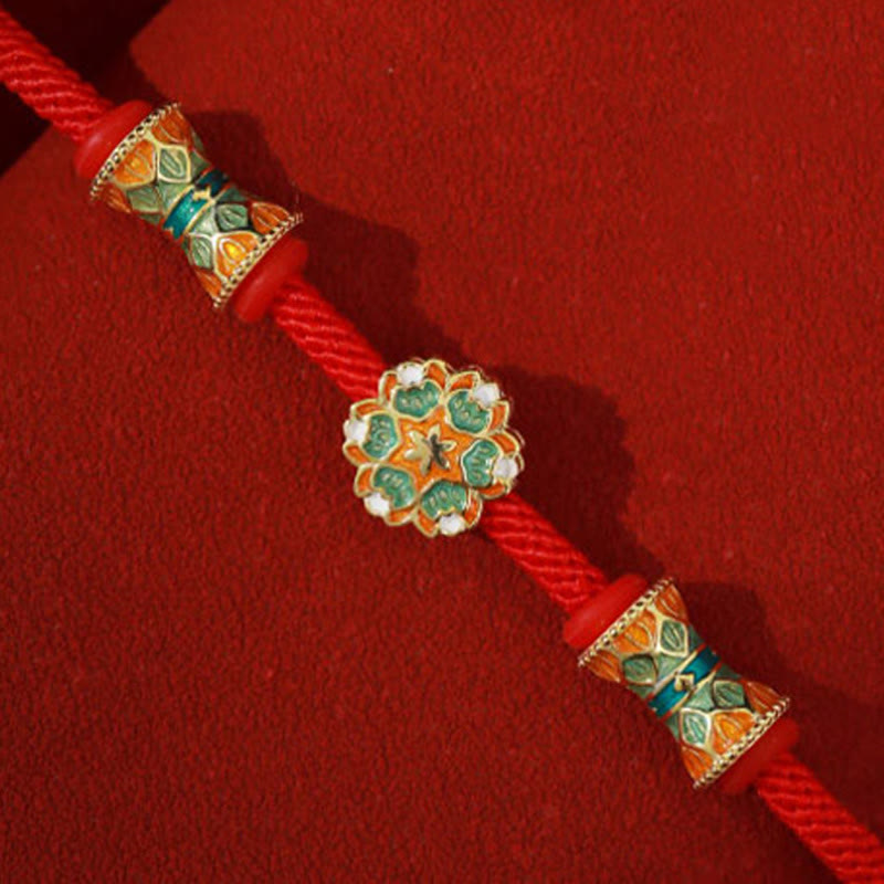 Buddha Stones Dunhuang 925 Sterling Silver Lotus Drum New Beginning Red Rope Bracelet - image 5