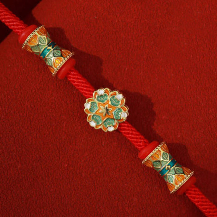 Buddha Stones Dunhuang 925 Sterling Silver Lotus Drum New Beginning Red Rope Bracelet - image 5