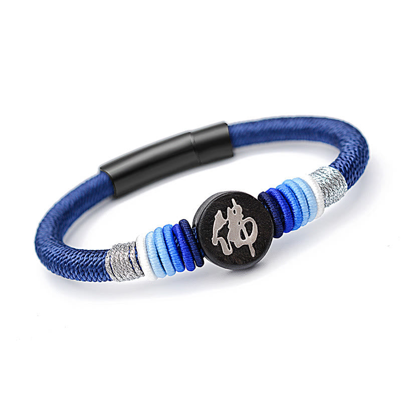 Buddha Stones Buddha Character Ebony Handcrafted Rope Bracelet - Blue - 18cm - image 18