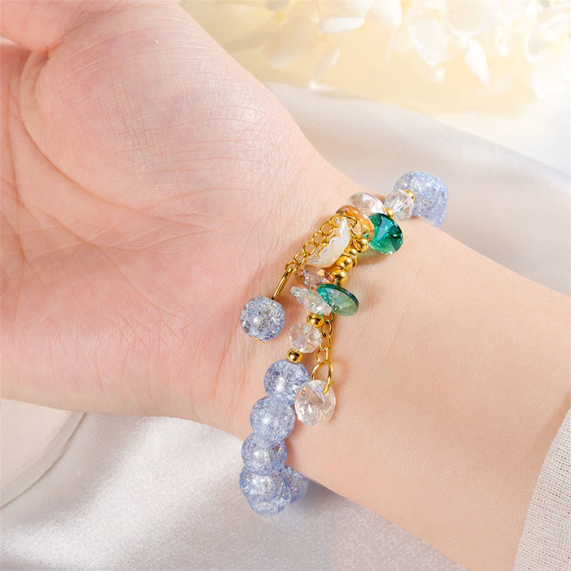 Buddha Stones Simple Design Flower Charm Glass Bead Bracelet - image 6