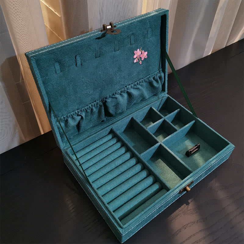 Buddha Stones Flowers Dragonfly Jewelry Box Organizer Single Layer Jewelry Storage Box Flannel Box - image 1