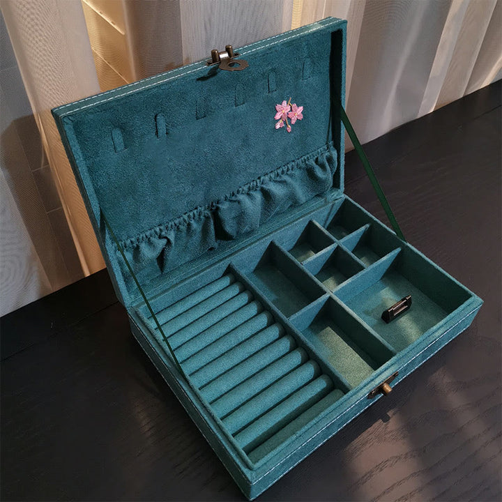 Buddha Stones Flowers Dragonfly Jewelry Box Organizer Single Layer Jewelry Storage Box Flannel Box - image 1