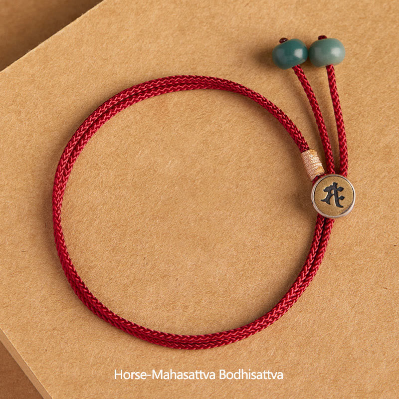 Buddha Stones 925 Sterling Silver Handmade Chinese Zodiac Natal Buddha Cyan Bodhi Seed Protection Braided Red String Bracelet - Horse-Mahasattva Bodhisattva(Wrist Circumference 14-18cm) - image 12