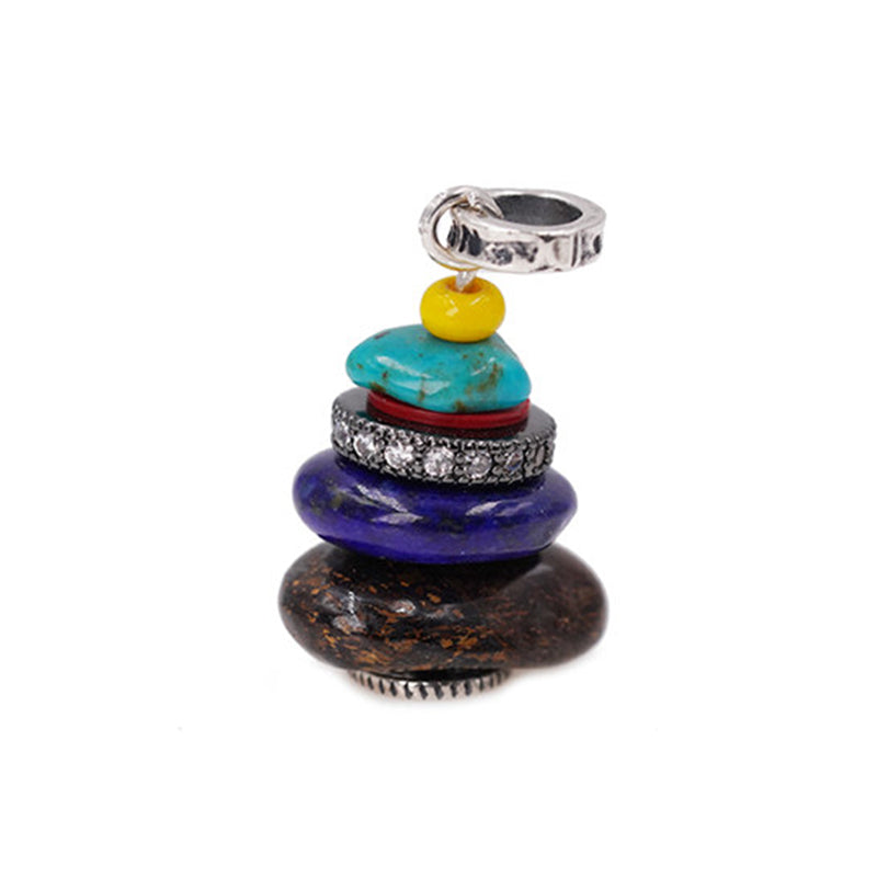 Buddha Stones Zen Cairn Labradorite Various Crystals Calm Pendant Necklace - Picture Jasper&Lazurite Pendant 10*16mm - image 34