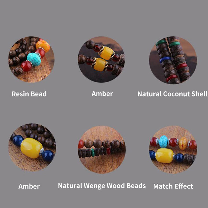 Buddha Stones Tibetan Wenge Wood Bodhi Seed Agate Elephant Protection Necklace Pendant - image 15