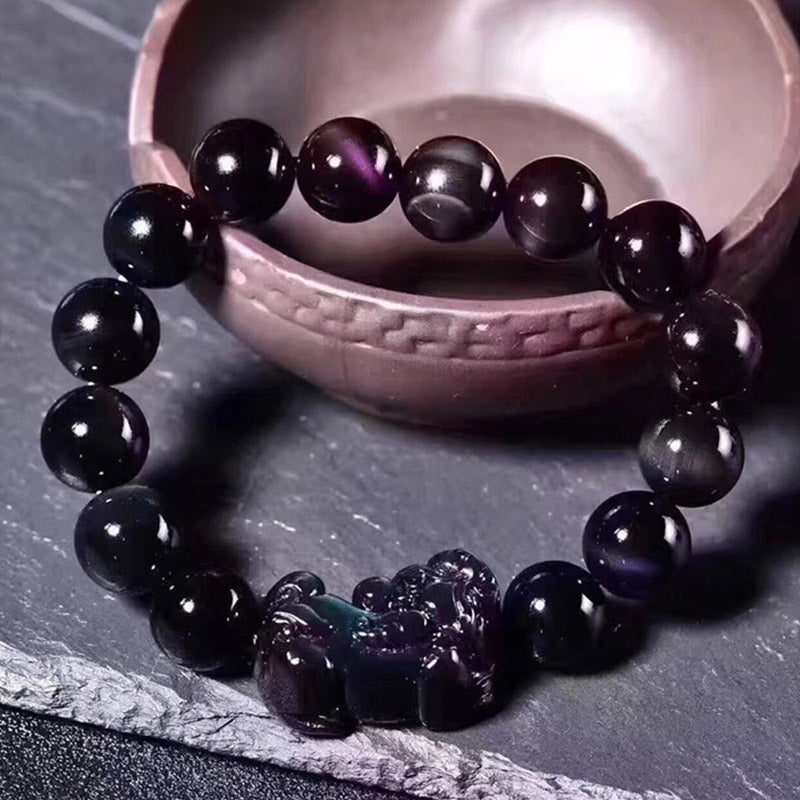Buddha Stones FengShui PiXiu Rainbow Obsidian Luck Bracelet - image 4