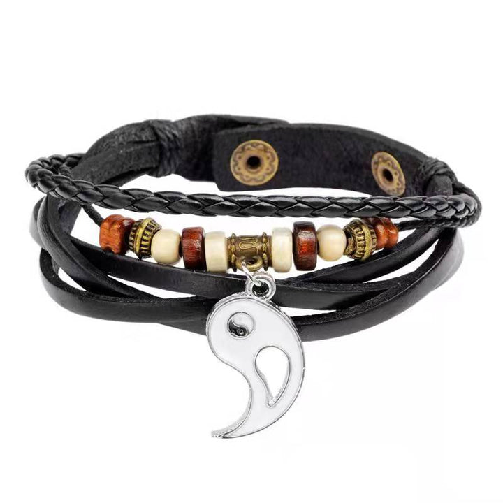 Buddha Stones Yin Yang Pendant Couple Balance Bracelet - White - image 6