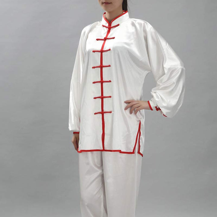 Buddha Stones Simple Pattern Meditation Prayer Spiritual Zen Tai Chi Qigong Practice Unisex Clothing Set - White + Red Edge - 3XL-FIT FOR US/UK/AU/EU-2XL - image 25