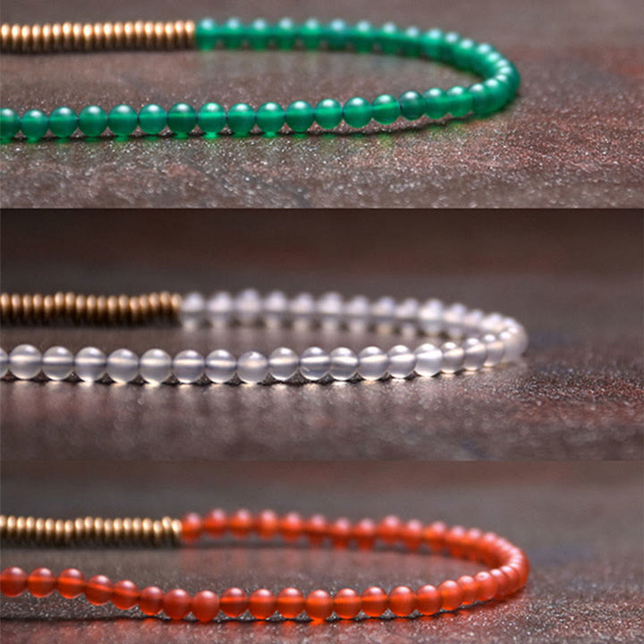 Buddha Stones Tibetan Various Agate Stone Copper Protection Triple Wrap Bracelet - image 7