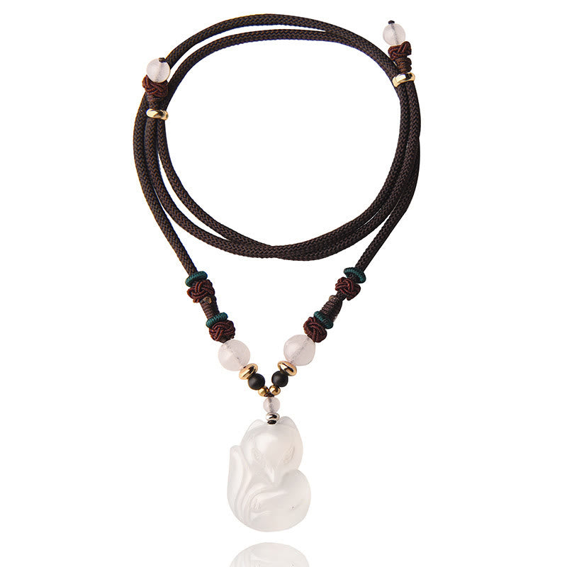 Buddha Stones Chalcedony Fox Pink Crystal Bead Harmony String Necklace Pendant - image 9