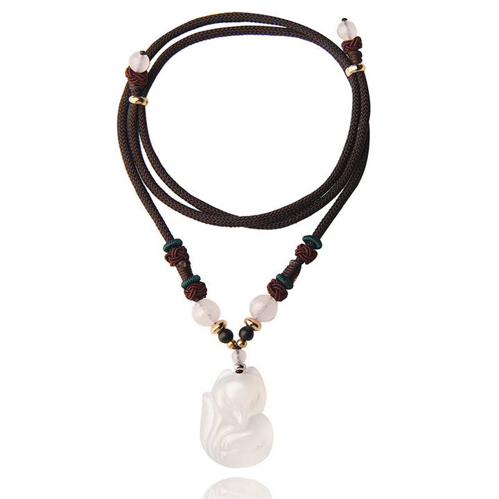 Buddha Stones Chalcedony Fox Pink Crystal Bead Harmony String Necklace Pendant - image 9