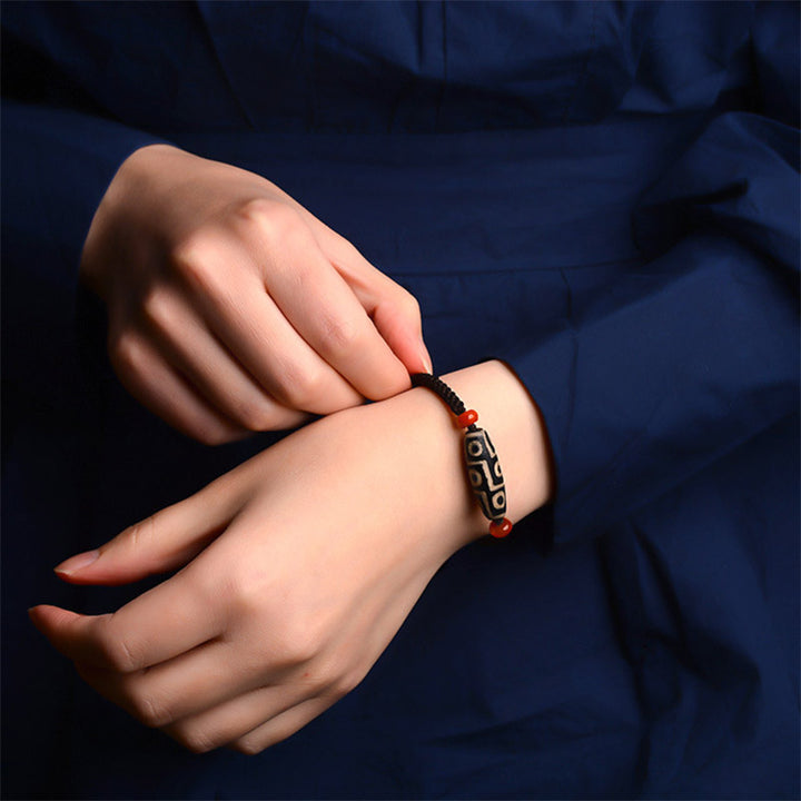 Buddha Stones Tibetan Nine-Eye Dzi Bead Prosperity String Bracelet - image 2