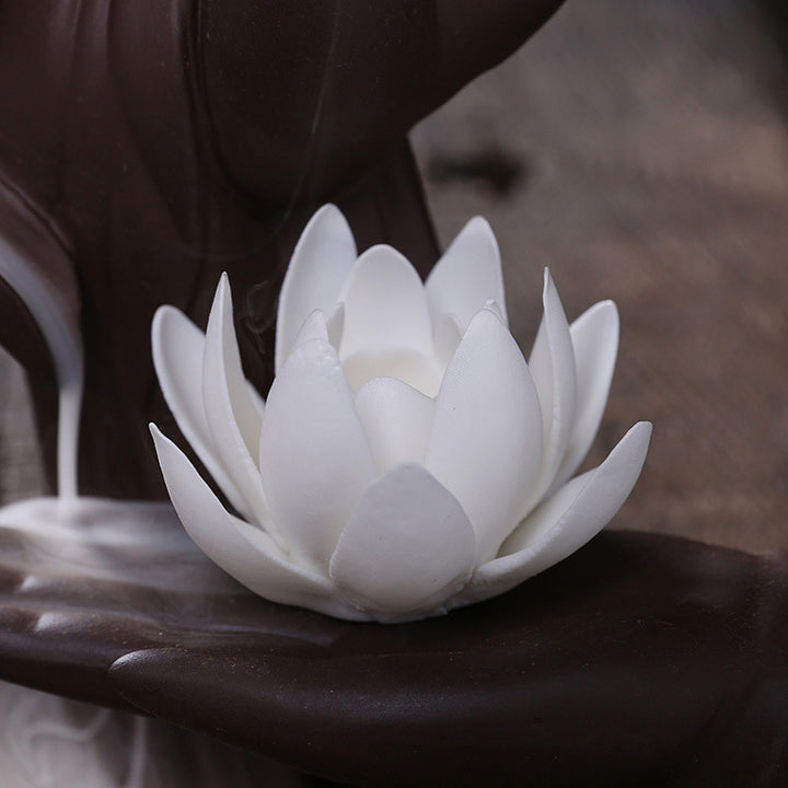 Buddha Stones Tibetan Lotus Blessing Incense Burner Decoration - image 4