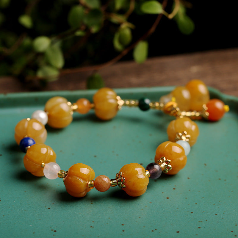 Buddha Stones Golden Silk Jade Pixiu Wealth Bracelet - image 2