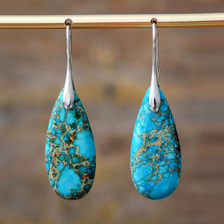 Buddha Stones Emperor Stone Crystal Happiness Earrings - Blue Emperor Stone - image 7