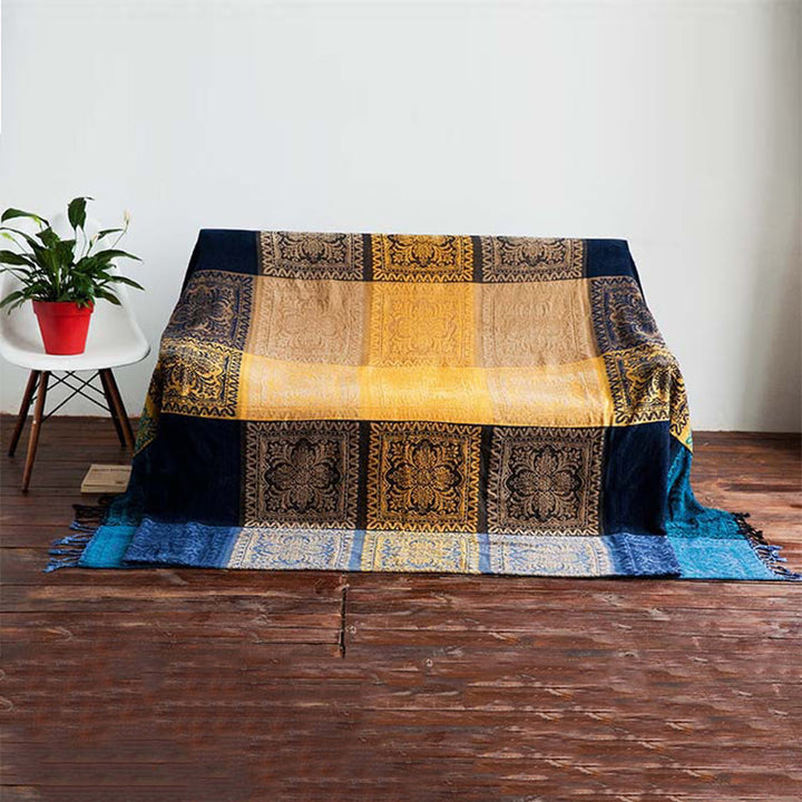 Buddha Stones Tibetan Colorful Flower Pattern Hand-Dyed Cozy Blanket - image 4
