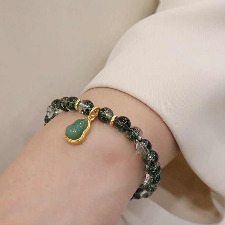 Buddha Stones Natural Green Phantom Confidence Gourd Buddha Charm Bracelet - image 7