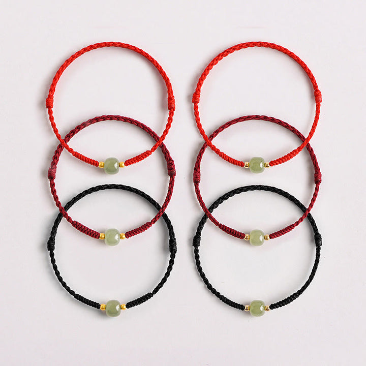 Buddha Stones Handmade Jade Lucky Bead Prosperity Braided Bracelet - image 9