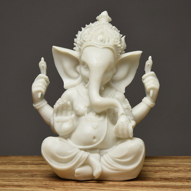 Buddha Stones Ganesh Ganpati Elephant Statue Wealth Blessing Home Decoration - White - image 8
