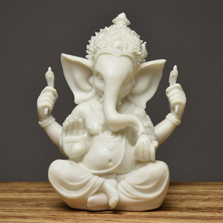 Buddha Stones Ganesh Ganpati Elephant Statue Wealth Blessing Home Decoration - White - image 8