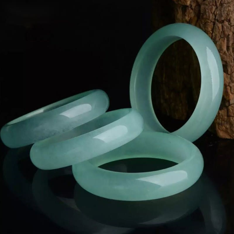 Buddha Stones Natural Jade Luck Healing Prosperity Bangle Bracelet - image 0