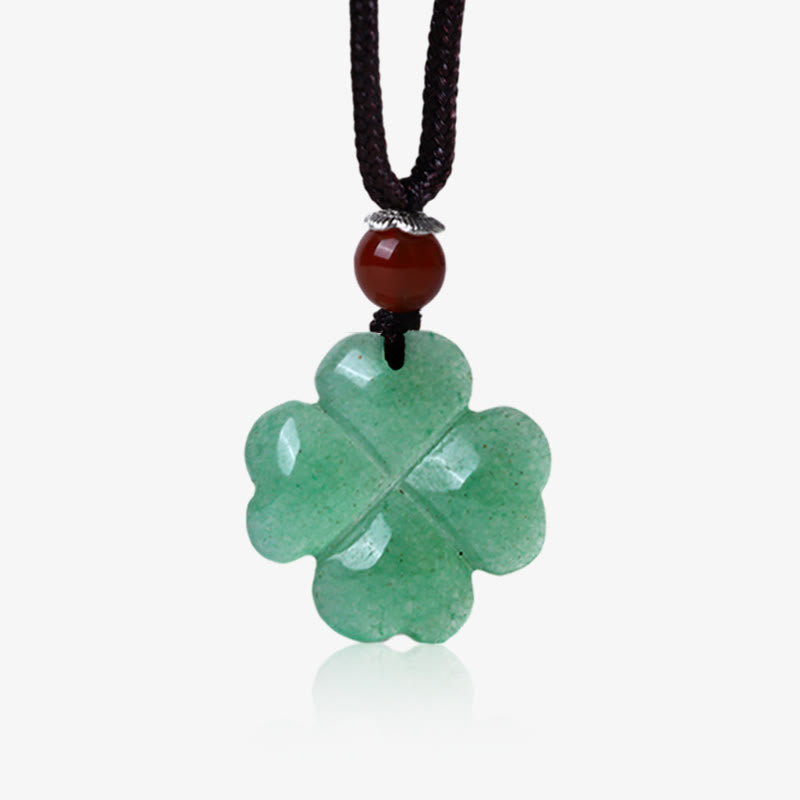 Buddha Stones 925 Sterling Silver Green Aventurine Four Leaf Clover Luck Leather Rope Necklace Pendant - 2.1*0.5cm Pendant&Rope - image 5
