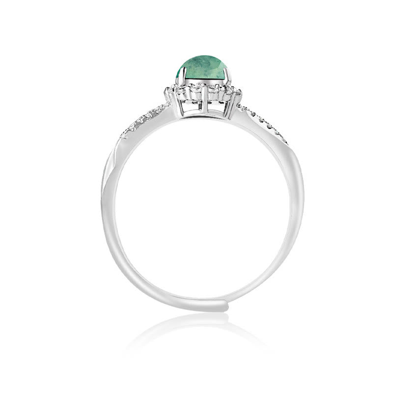 Buddha Stones 925 Sterling Silver Round Jade Luck Prosperity Adjustable Ring - image 3