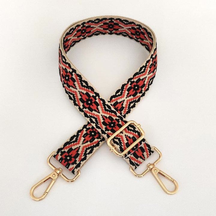 Buddha Stones Multicolor Embroidered Shoulder Bag Straps - Beige Black Red - image 2