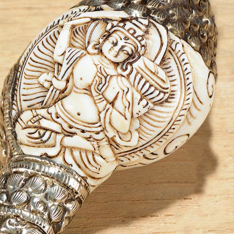Tibetan Handmade Engraved Shankha Buddha Conch Shell Wealth Positive Decoration - image 4