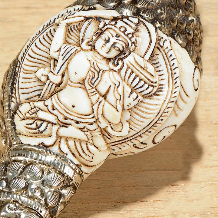 Tibetan Handmade Engraved Shankha Buddha Conch Shell Wealth Positive Decoration - image 4