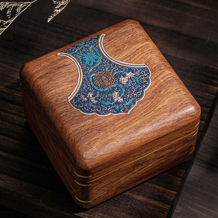 Antique Flower Leaf Handmade Rosewood Jewelry Storage Box Wooden Gift Organizer Box - image 7