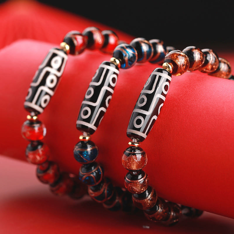 Buddha Stones Tibetan Nine-Eye Dzi Bead Three-eyed Dzi Bead Liuli Glass Bead Wealth Bracelet - image 11
