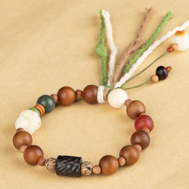 Buddha Stones Lightning Strike Wood Bodhi Seed Cat Paw Claw Auspiciousness Protection Tassel Bracelet - image 6