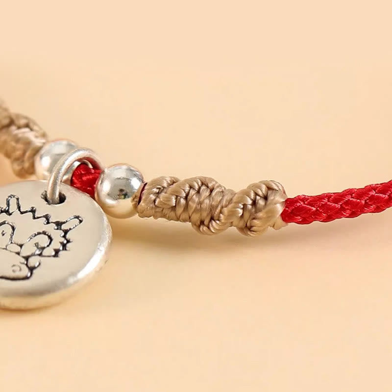 Buddha Stones Handmade 999 Sterling Silver Year of the Dragon Cute Chinese Zodiac Luck Braided Bracelet - image 4