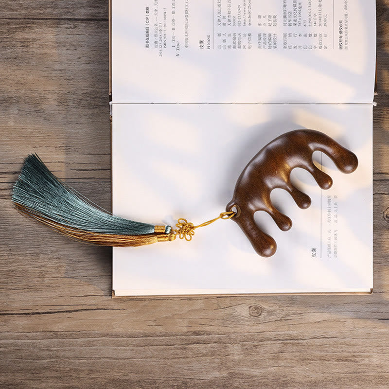 Simple Green Sandalwood Soothing Tassel Massage Comb - image 3