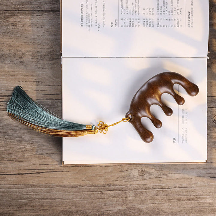 Simple Green Sandalwood Soothing Tassel Massage Comb - image 3