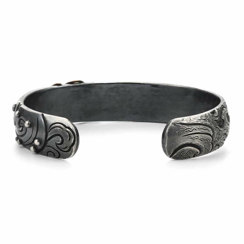 Buddha Stones 999 Sterling Silver 990 Gold Koi Fish Luck Wealth Success Bracelet Bangle - image 10