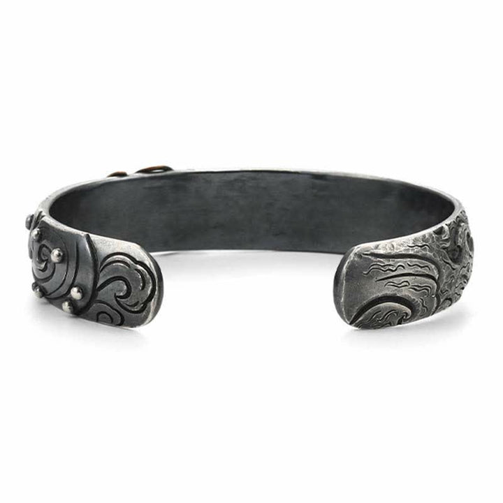Buddha Stones 999 Sterling Silver 990 Gold Koi Fish Luck Wealth Success Bracelet Bangle - image 10