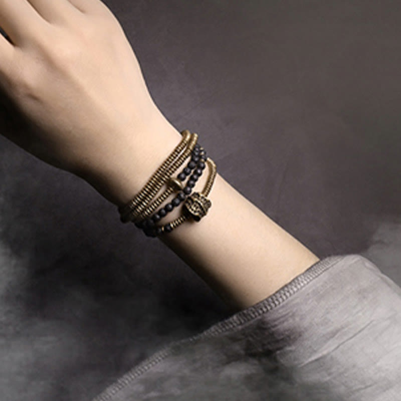 Buddha Stones Vintage Lava Rock Copper Healing Multilayered Bracelet - image 2