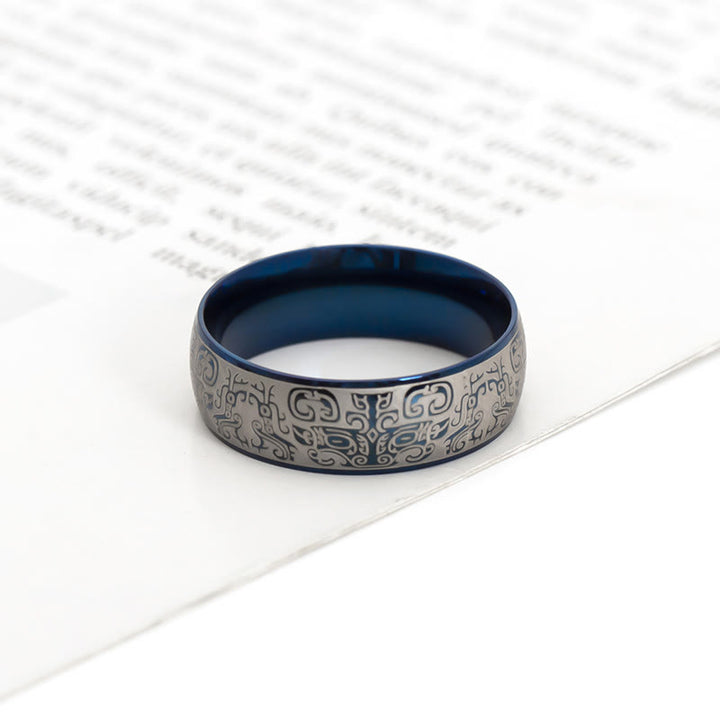 Buddha Stones Lucky Mythological Creature Taotie Wealth Titanium Steel Ring - image 3